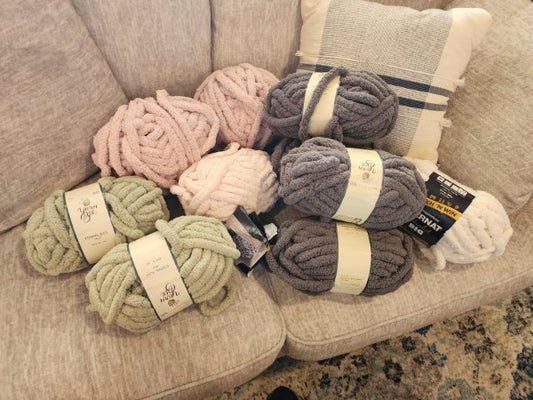 Chunky Yarn Bundle – 10 Skeins of Yarn Bee, Bernat Blanket, and More (Unused)